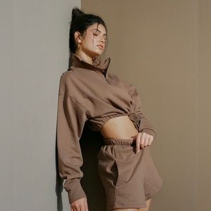 Tan Lines by Sivan Ayla Half Zip sweatshirt in cocoa